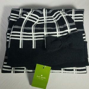 Kate Spade Scuba Plaid Scarf and Beanie Set